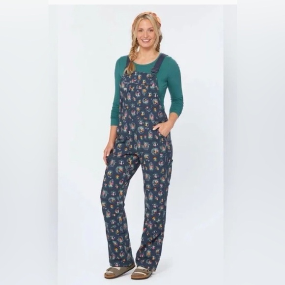 RARE/LIKE NEW - Duluth Trading Co Floral Terrarium Mushroom Women's Overalls - Picture 2 of 7